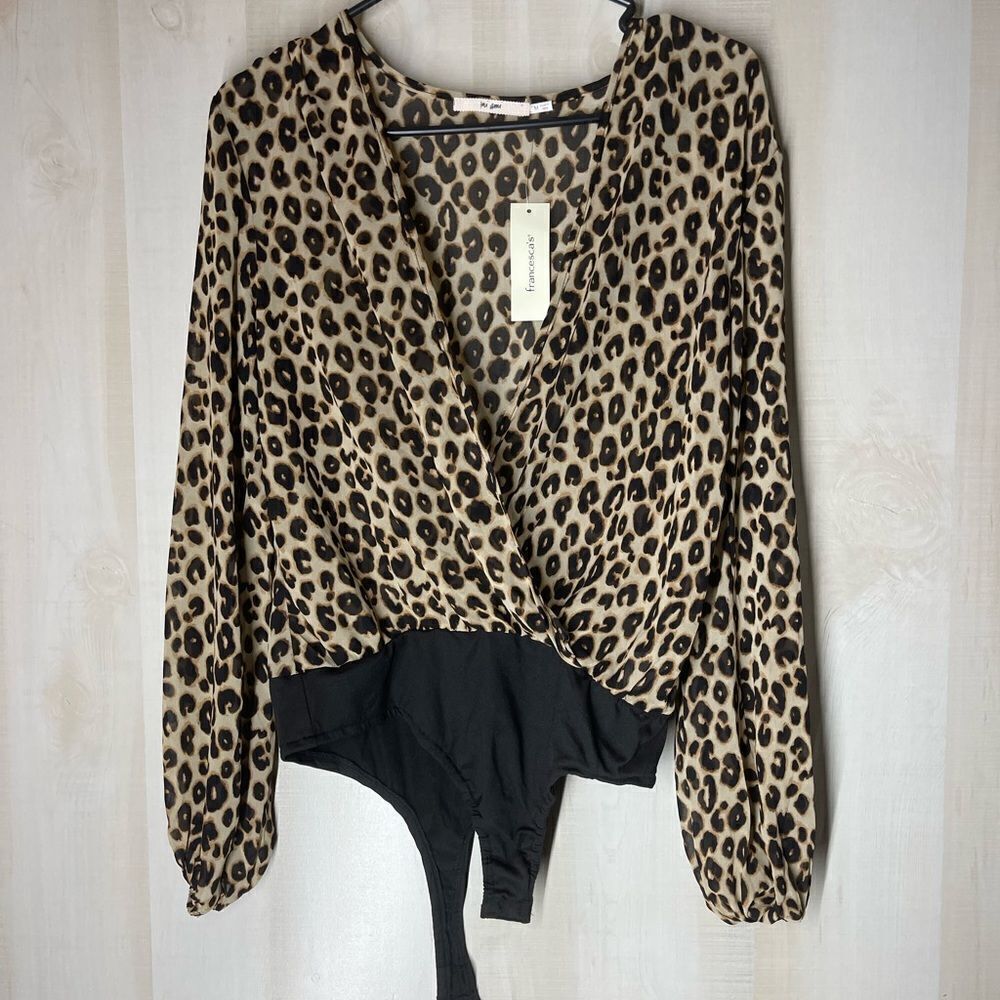 Mi Ami leopard‎ body suit wrap style from Francesca’s, size medium